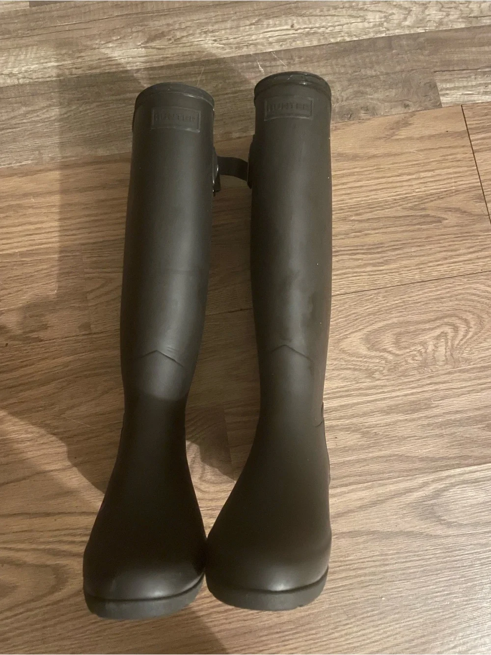 Hunter Women's Matte Black Tall Rain Boots with Side Buckle